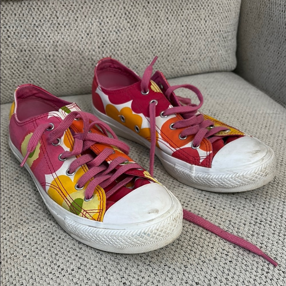 Converse Pink and Orange Floral Sneakers Vibrant Casual Style